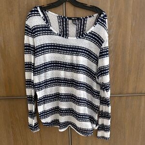Style & Co. Navy and White Striped Blouse